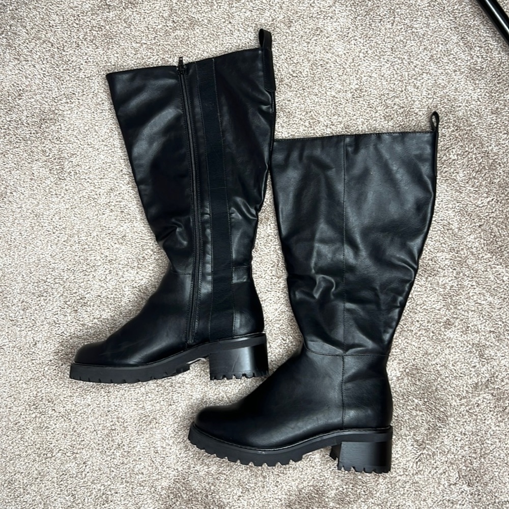 Dream Cloud Tall Lug Sole Boot - Black - Lane Bryant